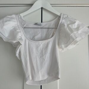 ZARA Volume Sleeve Ribbed Tee